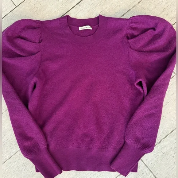 Ulla Johnson Purple Marin Puff Sleeve Wool Crewneck Sweater - Size S - Picture 1 of 5